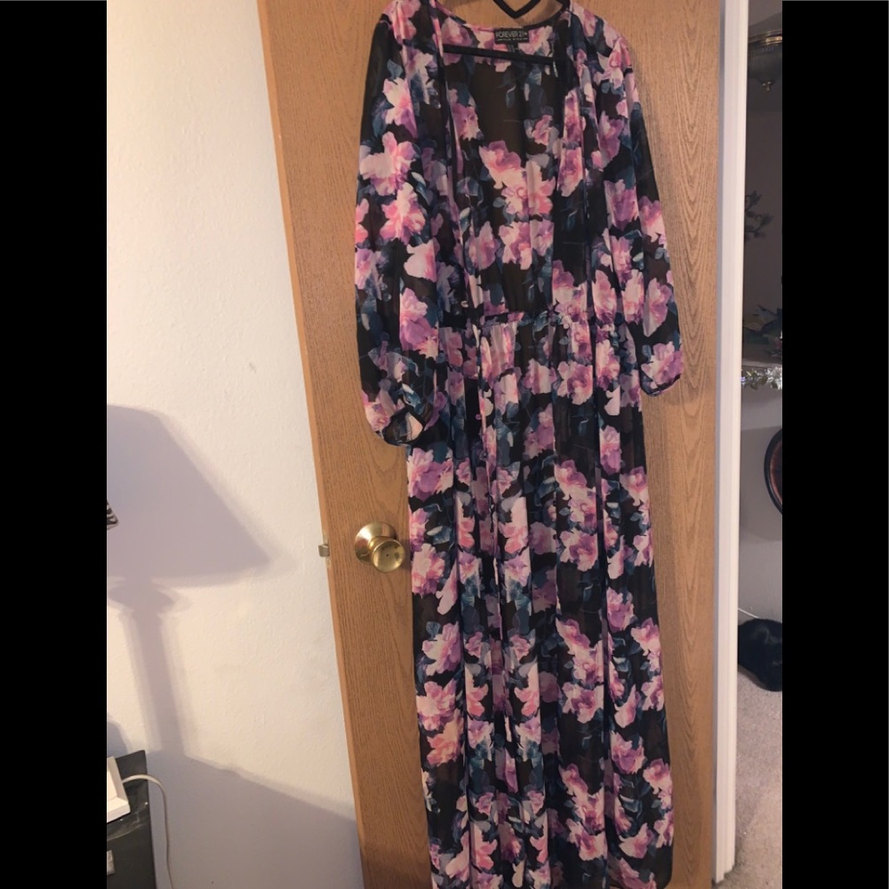 Plus size floor length kimono
